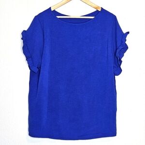 Shein Women's Blue Ruffle Sleeve Top Size 2X NWOT